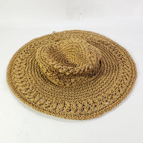 Scala Collection Wm Brown Paper Braid Nylon Woven Sun Hat Wide Brim Packable OS - Picture 14 of 14